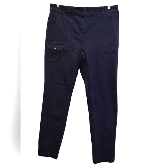J Jill Women's Navy Blue Pants 14 High Rise Pockets Straight - Picture 1 of 8